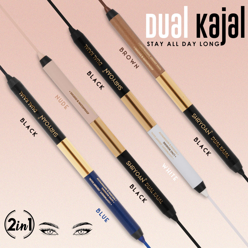 Shryoan Shimmery Dual Kajal with Sharpener - Black-Brown