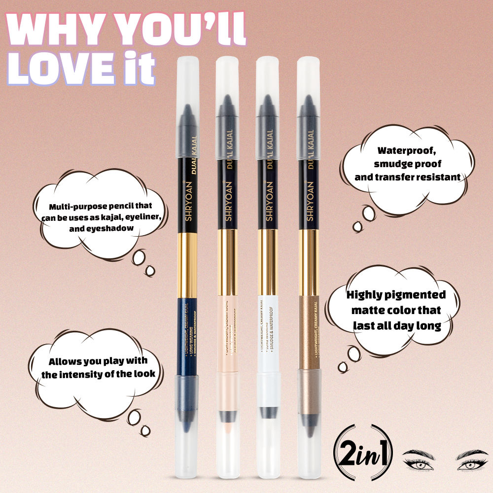Shryoan Shimmery Dual Kajal with Sharpener - Black-Brown