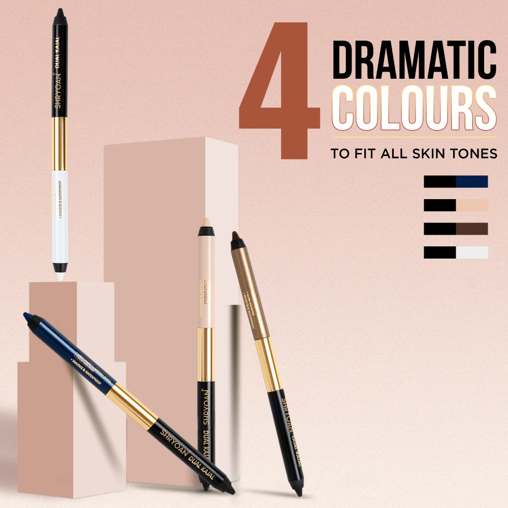 Shryoan Shimmery Dual Kajal with Sharpener - Black-Brown