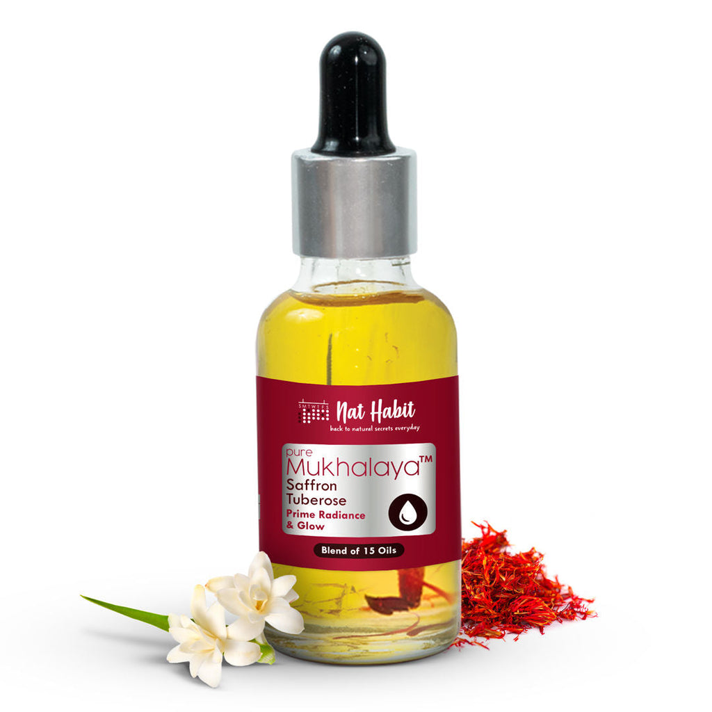 Nat Habit Pure Saffron Tuberose Face Oil For Glowing Skin, Radiance & Glow Facial Oil Mukhalaya