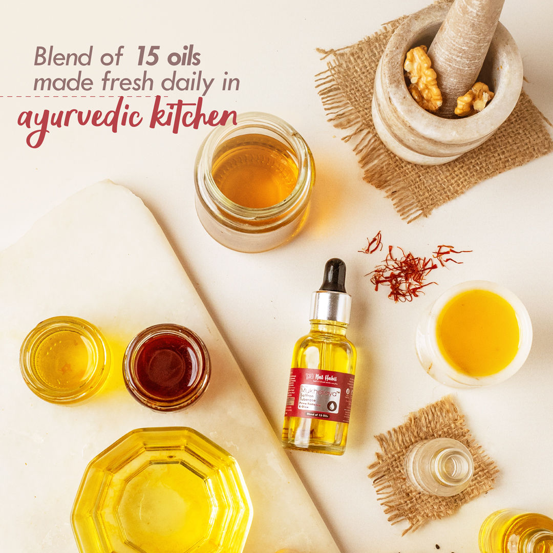 Nat Habit Pure Saffron Tuberose Face Oil For Glowing Skin, Radiance & Glow Facial Oil Mukhalaya