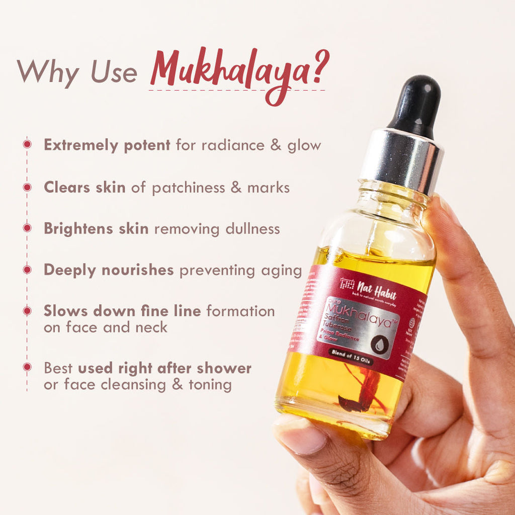 Nat Habit Pure Saffron Tuberose Face Oil For Glowing Skin, Radiance & Glow Facial Oil Mukhalaya