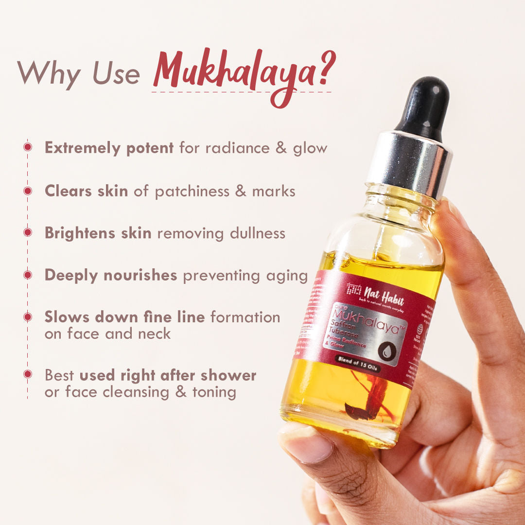 Nat Habit Pure Saffron Tuberose Face Oil For Glowing Skin, Radiance & Glow Facial Oil Mukhalaya
