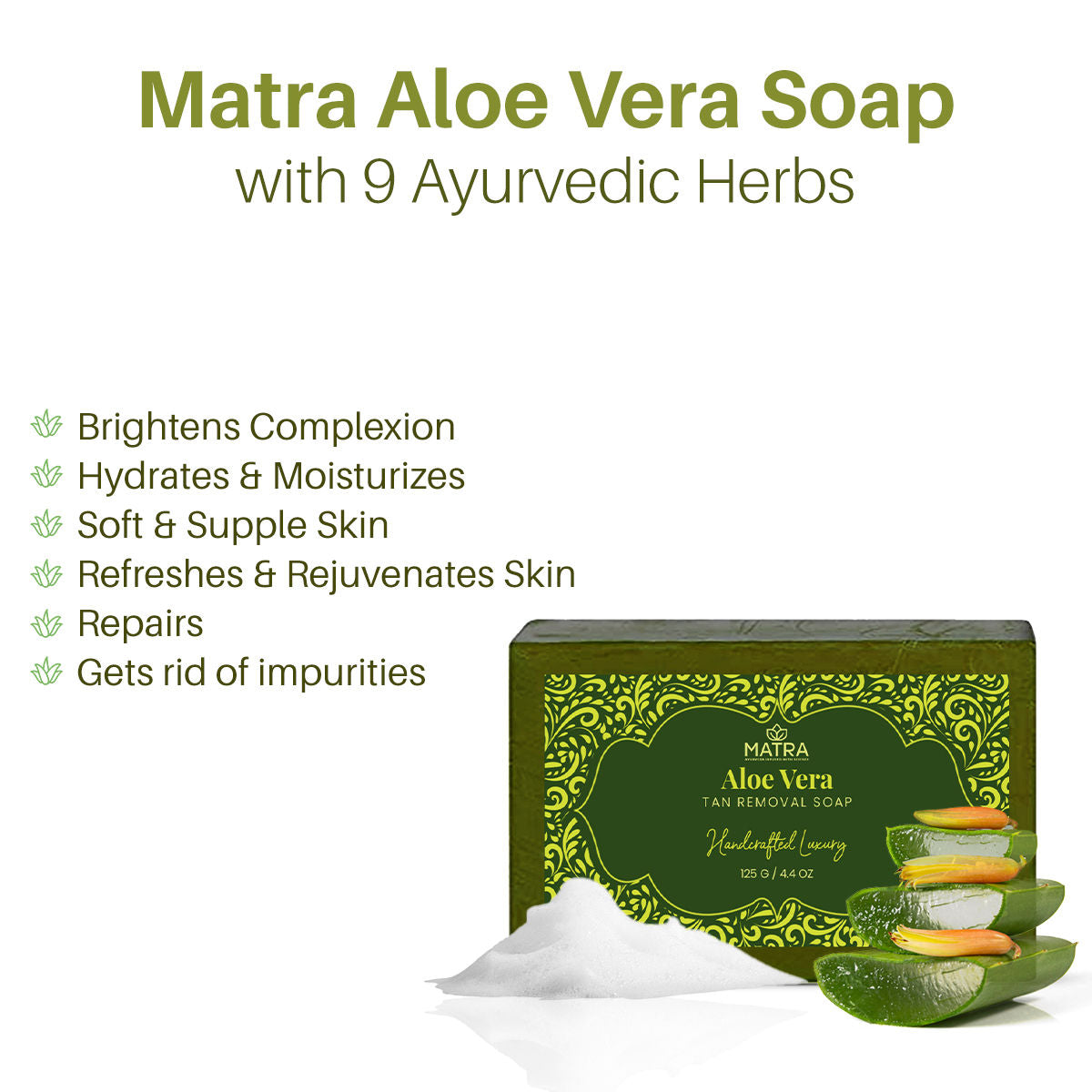 Matra Aloe Vera Natural Hanmade Soap Bathing Bar With Turmeric, Amla And Neem
