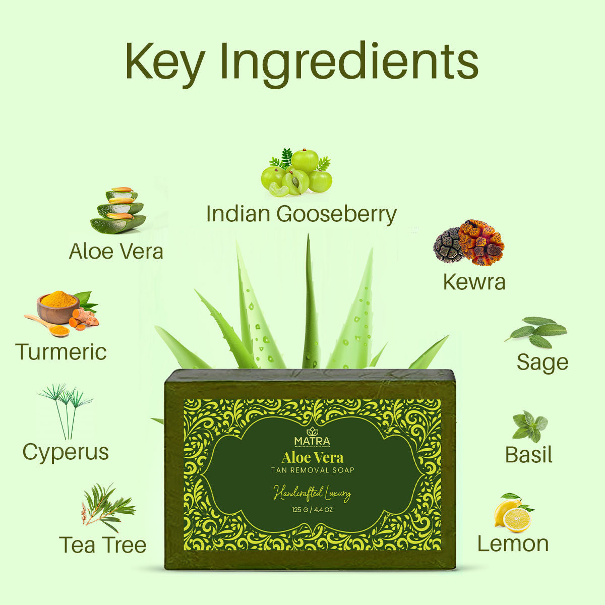 Matra Aloe Vera Natural Hanmade Soap Bathing Bar With Turmeric, Amla And Neem