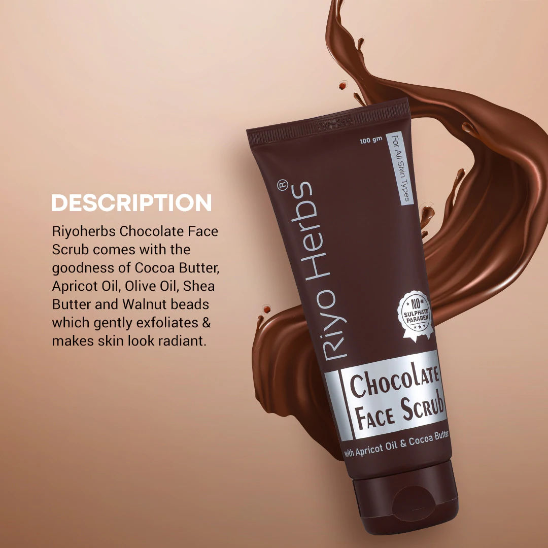 Riyo Herbs Chocolate Face Scrub with Cocoa Butter helps Dark Spots Reduction