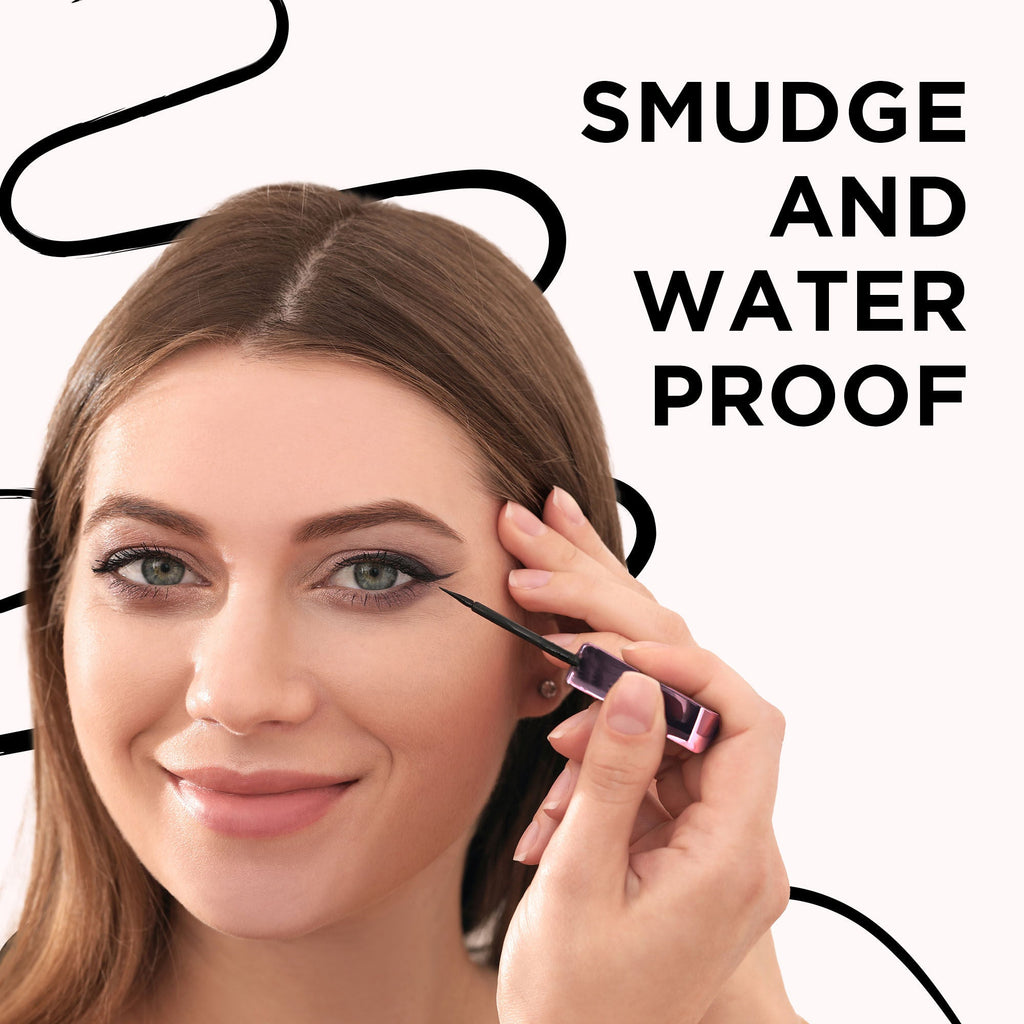 Orgatre Waterproof Liquid Eyeliner, Smudgeproof 24 Hr Infused With Glycerin Jojoba Oil, & Vitamin C