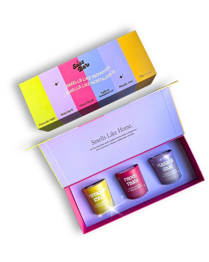 The Sass Bar Smells Like India Candle Box - Pistachio Kulfi