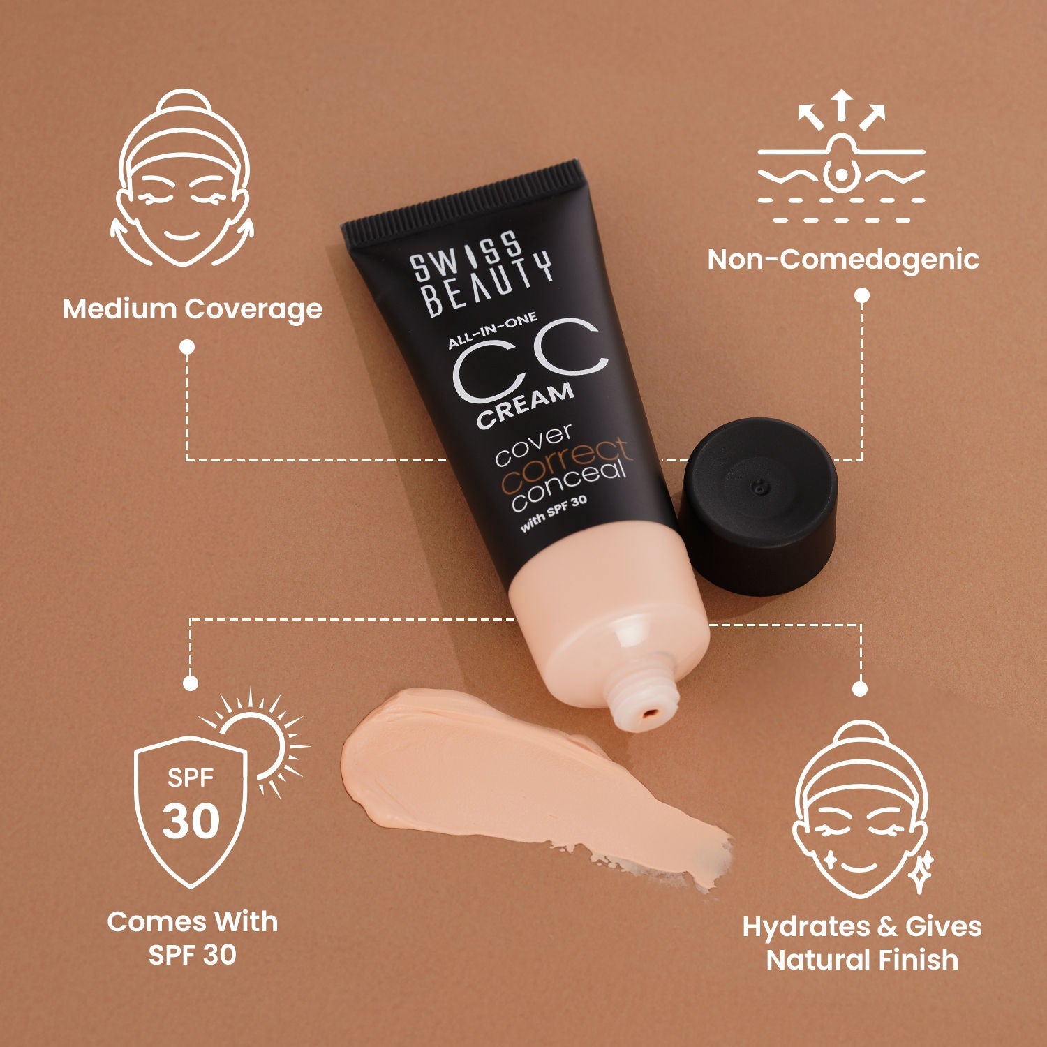 Swiss Beauty All-In-One CC Cream Cover Correct & Conceal