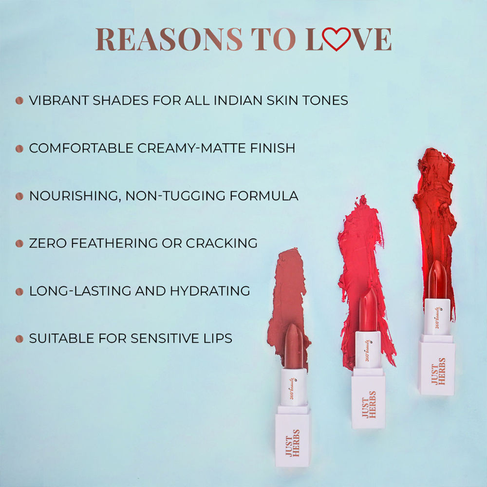 Just Herbs Ayurvedic Creamy Matte Lipstick Half Size