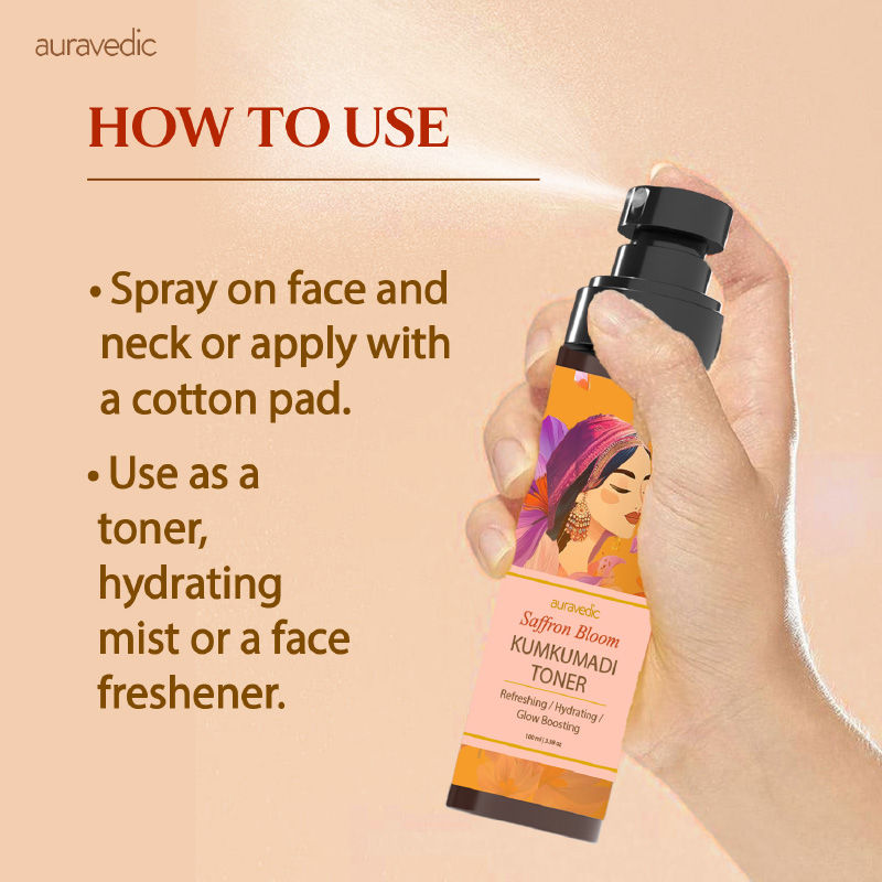 Auravedic Kumkumadi Face Oil Face Toner Spray kumkumadi Tailam Spray Toner for Glowing Skin