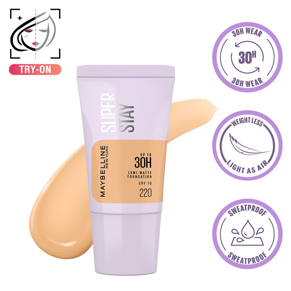 Maybelline New York Super Stay Lumi-Matte Foundation-30Hr Wear-Lightweight-Normal-Dry Skin