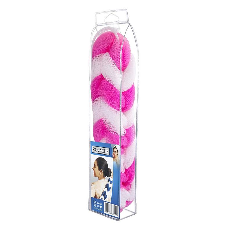 Panache Shower Sponge 9 Knots Rope - Pink & White