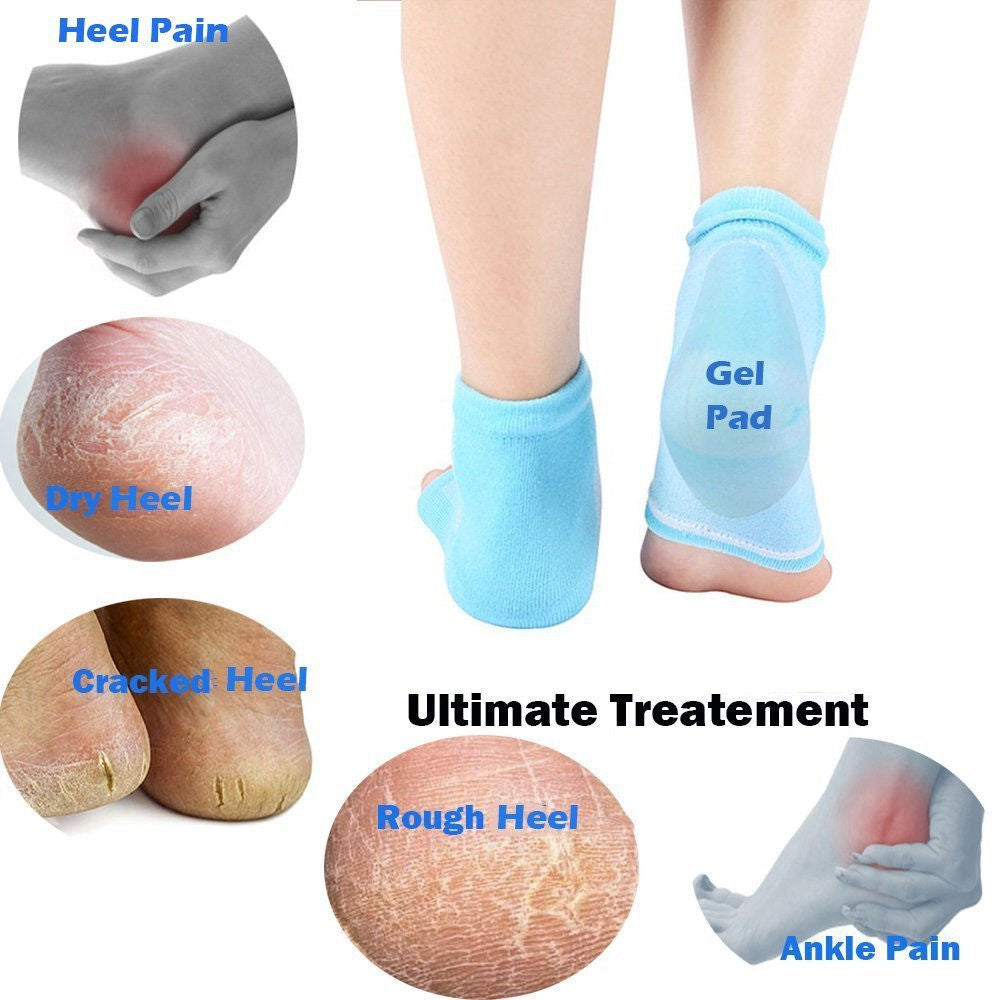 Bronson Professional Gel Heel Socks For Dry Hard Crack & Pain Relief Heel Support With Open Toe