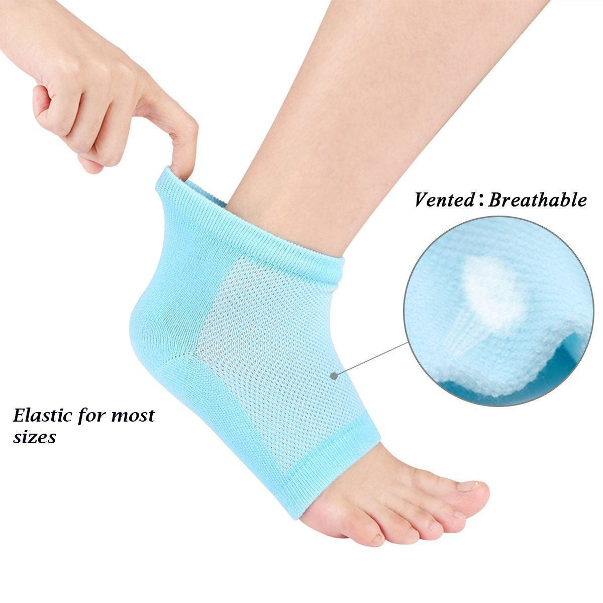 Bronson Professional Gel Heel Socks For Dry Hard Crack & Pain Relief Heel Support With Open Toe