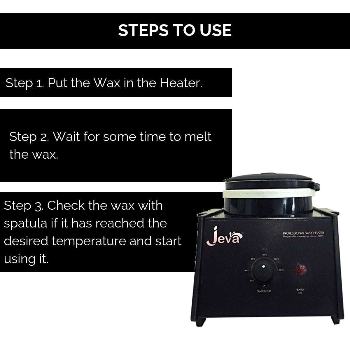 Jeva Single Wax Heater - Black Metal Professional Wax Warmer for Smooth Hair Removal