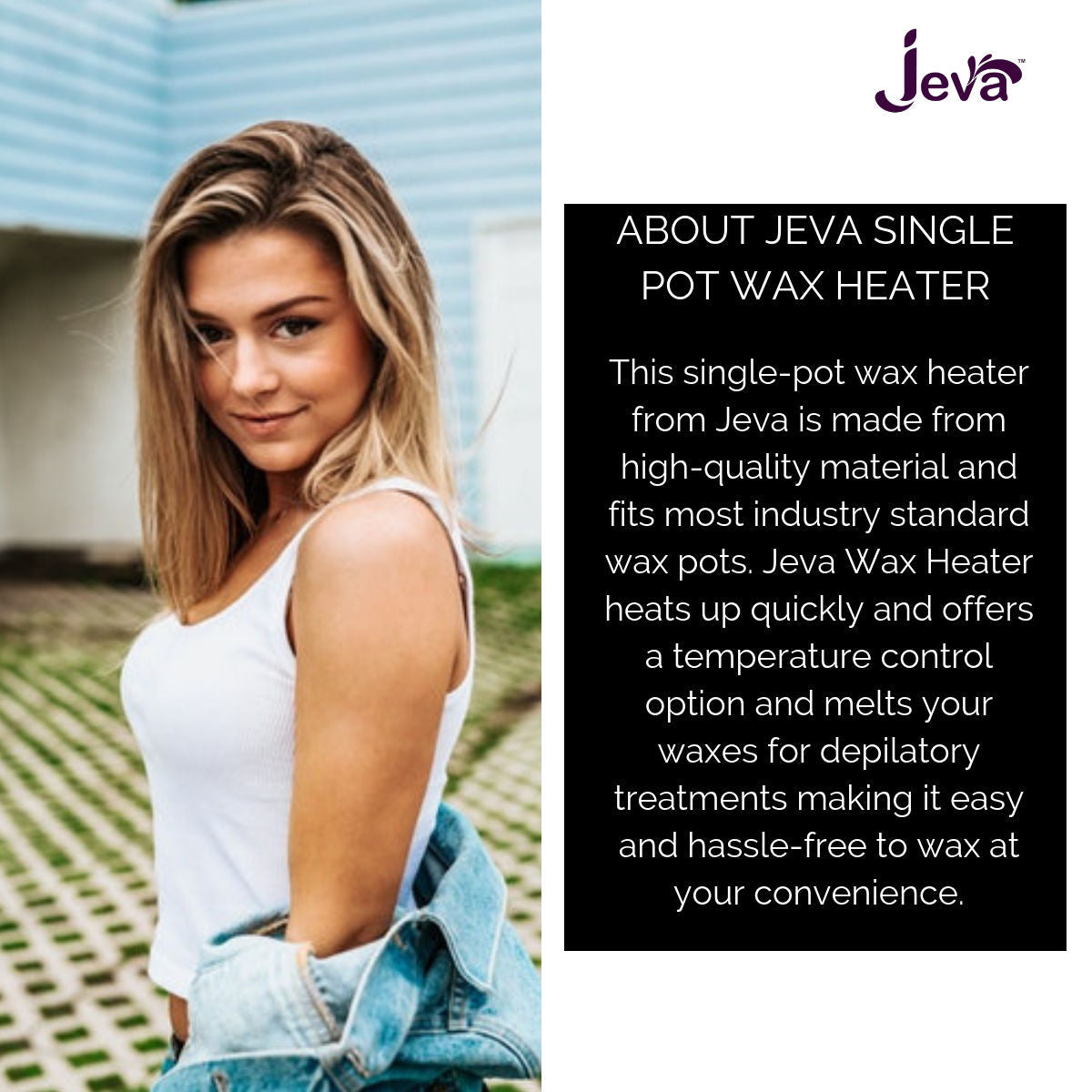 Jeva Single Wax Heater - Black Metal Professional Wax Warmer for Smooth Hair Removal